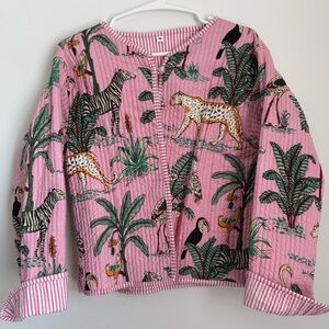Pink Animal Print Quilted Jacket